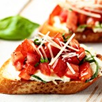 Roasted Garlic and Tomato Bruschetta