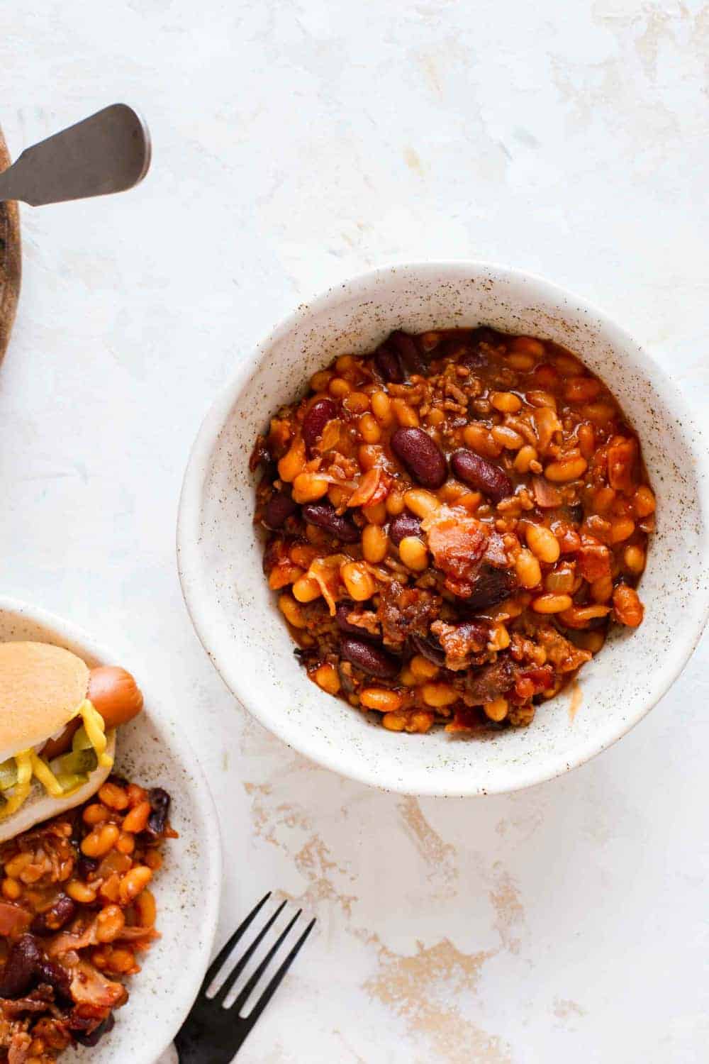 Bowl of old fashioned baked beans