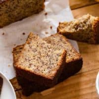 Dominique Ansel's banana bread recipe, sliced and ready to serve