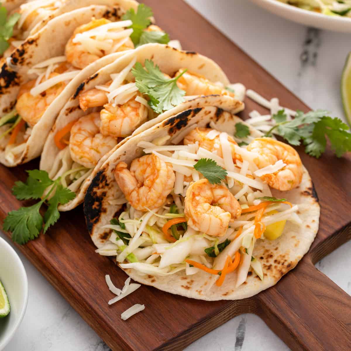 Shrimp Tacos with Mango Jalapeño Slaw