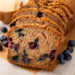 Slices of blueberry zucchini bread.