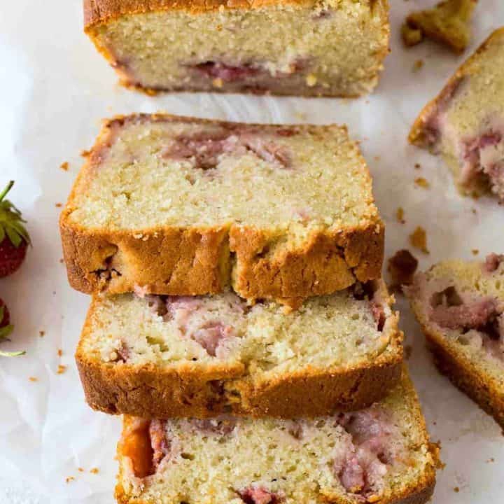 Slices of freshly baked strawberry bread