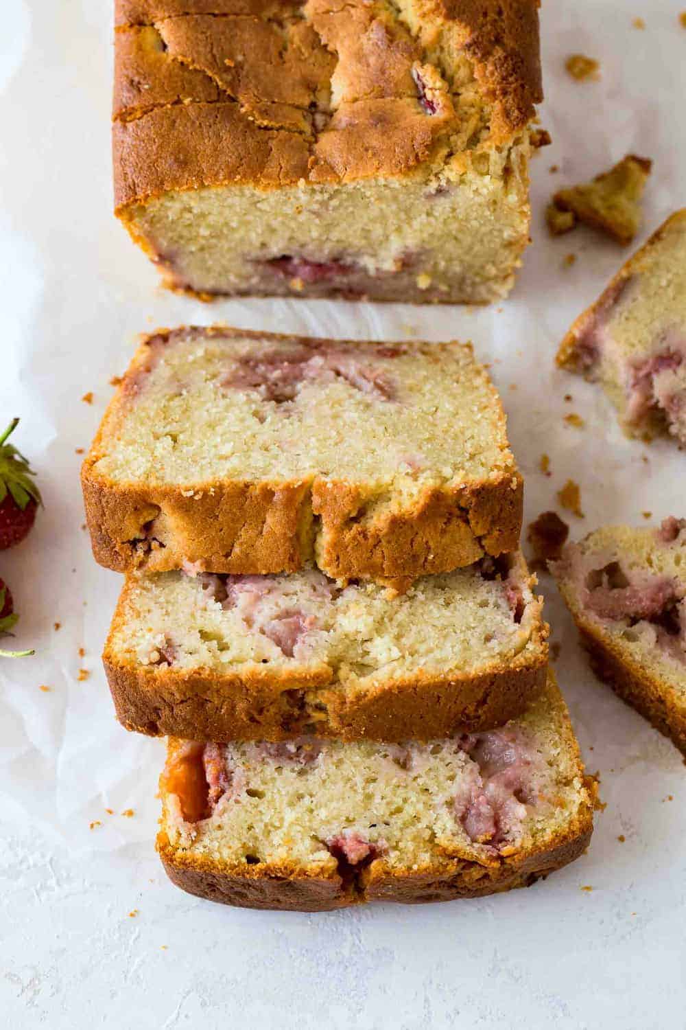 Slices of freshly baked strawberry bread