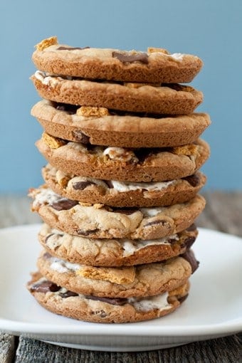 Stack of smore cookies