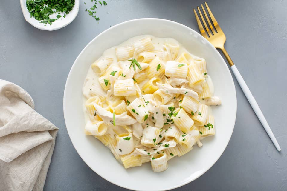 Goat Cheese Pasta with Chicken & Rosemary My Baking Addiction