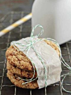 Close up of wrapped Butterfinger cookies on a cooling rack