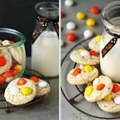 Cake Mix Cookies with Candy Corn M&Ms