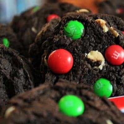 Dark Chocolate Peppermint M&M Cookies