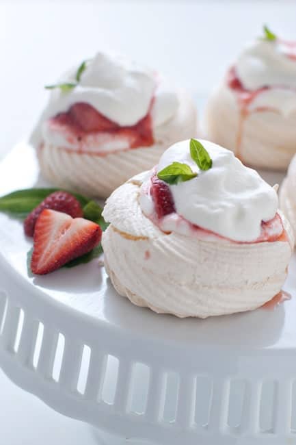 Meringue Nests with Strawberry-Rhubarb Compote | My Baking Addiction