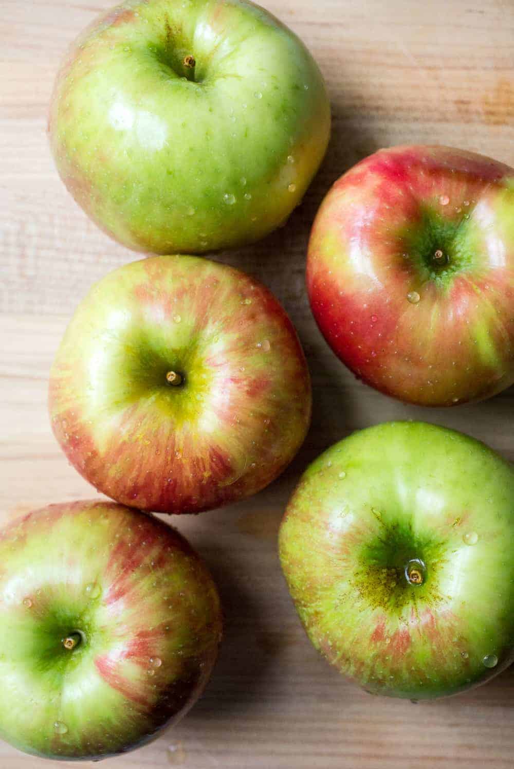 Honeycrisp apples on a cutting board