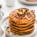 Pumpkin Pancakes are loaded with delicious fall flavor. They’re the perfect warm and cozy start to any fall morning.