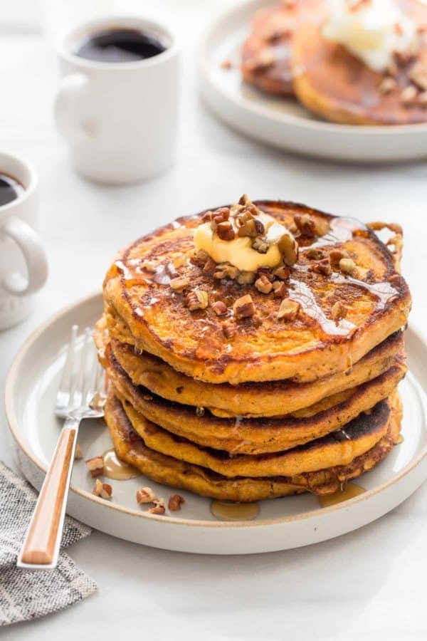 Pumpkin Pancakes are loaded with delicious fall flavor. They’re the perfect warm and cozy start to any fall morning.
