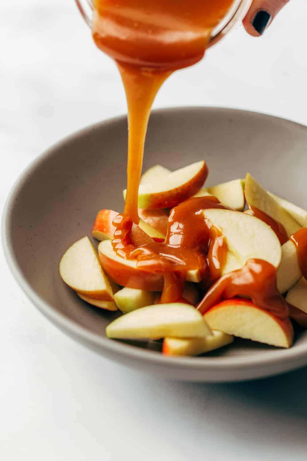 Salted caramel sauce is as delicious over sliced apples as it is on ice cream or brownies