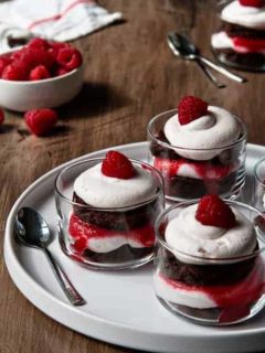 Mini Brownie Trifles with Fresh Raspberries
