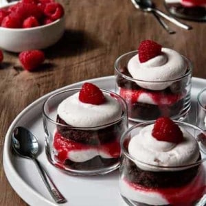 Mini Brownie Trifles with Fresh Raspberries