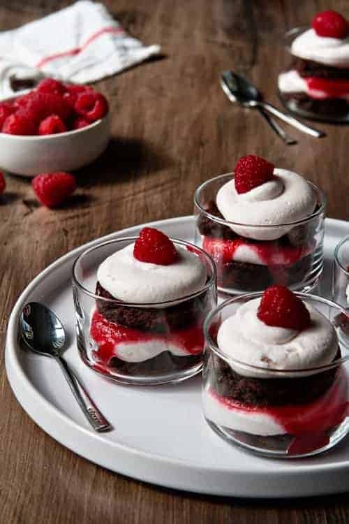 Mini Brownie Trifles with Fresh Raspberries