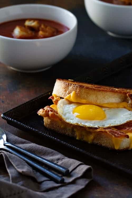 Grilled Cheese with Bacon and Egg from MyBakingAddiction.com