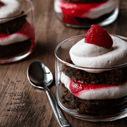 Brownie Trifles with Raspberry Sauce