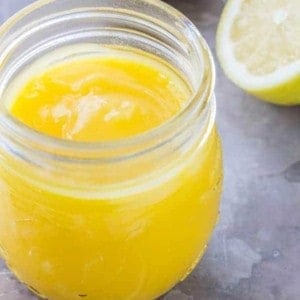 Lemon curd in a glass jar
