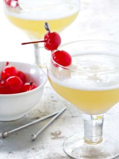 Celebrate summer with this delicious Pineapple Upside Down Cake Cocktail. So delicious!