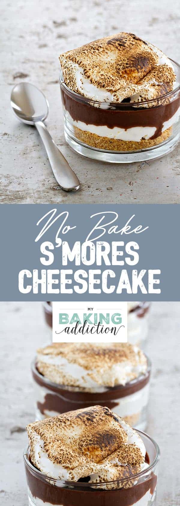 No Bake S'mores Cheesecake is topped with a silky layer of ganache and a giant roasted marshmallow.  Your family will be raving about this dessert for a very long time!