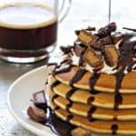 Peanut Butter Cup Pancakes will give you an indulgent treat for your weekend brunch. Or evening dessert!