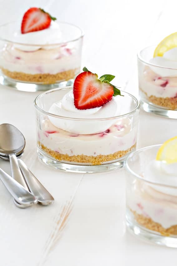 No Bake Strawberry Lemonade Cheesecake uses the gorgeous strawberries of the summer. Simple and beautiful.