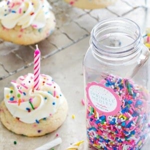 Birthday Cake Cookies have a homemade sugar cookie as the base and loads of sprinkles. Yes, please!