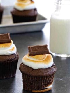 S’mores Cupcakes cover all the bases - chocolate, marshmallows, Oreos, and best of all, CAKE.