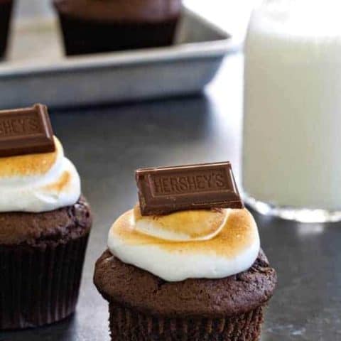 S’mores Cupcakes cover all the bases - chocolate, marshmallows, Oreos, and best of all, CAKE.