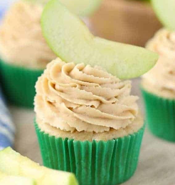 Apple Peanut Butter Cupcakes have a gorgeous peanut butter frosting. Fluffy and sweet.