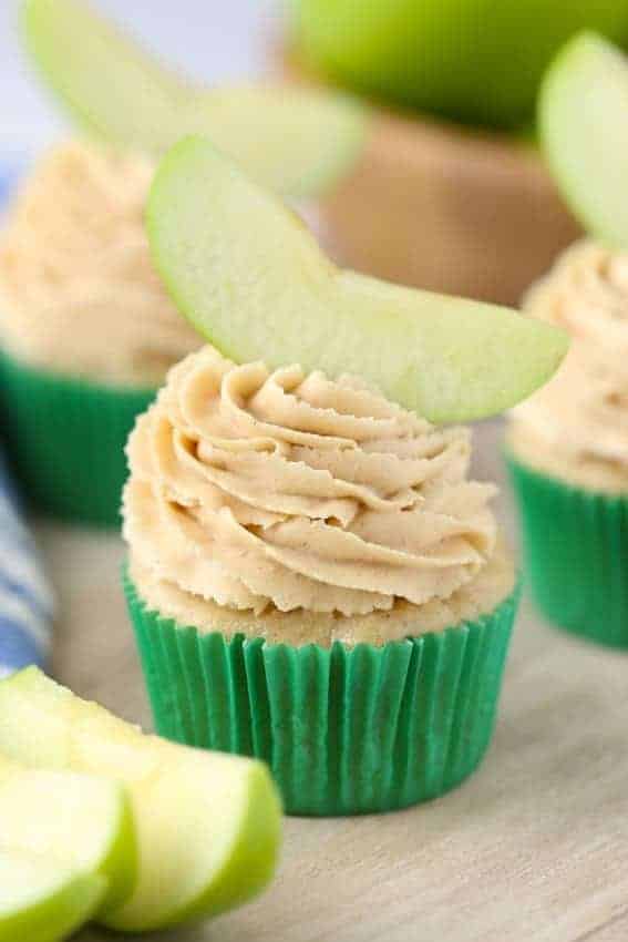 Apple Peanut Butter Cupcakes have a gorgeous peanut butter frosting. Fluffy and sweet.