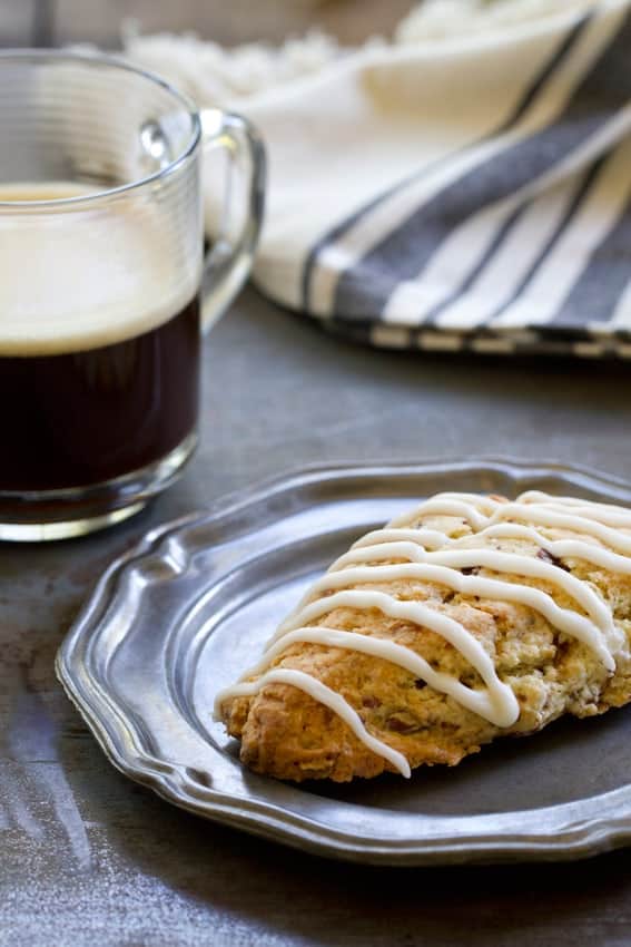Toffee Almond Scones won't leave you wanting. Filled with toffee goodness.