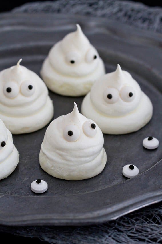 Meringue Ghosts are a great treat on their own. Or put them on top of a cupcake for total cuteness!