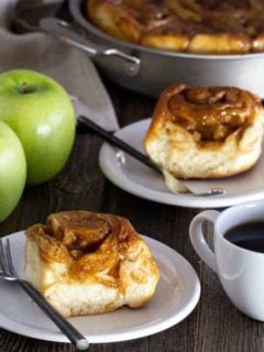 Caramel Apple Cinnamon Rolls have ooey gooey caramel on top and apples throughout. The essence of fall baking.