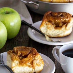 Caramel Apple Cinnamon Rolls have ooey gooey caramel on top and apples throughout. The essence of fall baking.