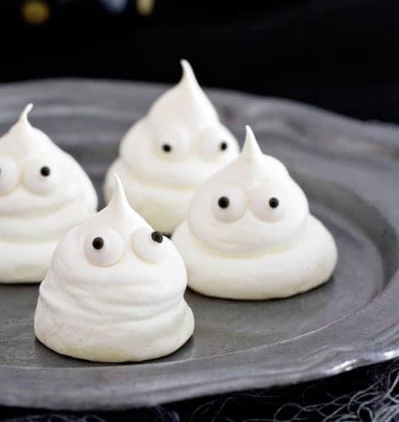 Meringue Ghosts will bring smiles to everyone this Halloween. Kids will love them!