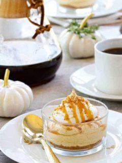 No-Bake Pumpkin Cheesecake gives everyone their very own individual serving. A delightful end to your holiday meal.