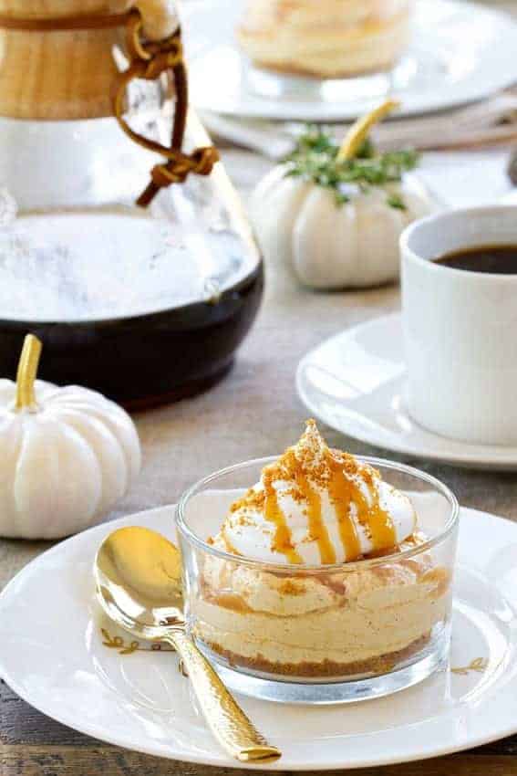 No-Bake Pumpkin Cheesecake gives everyone their very own individual serving. A delightful end to your holiday meal.
