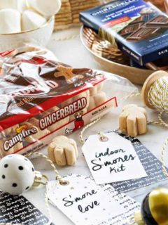 An Indoor S'mores Kit is the perfect last minute gift for anyone on your list! An adorable, printable tag will make your gift really stand out! So much fun!