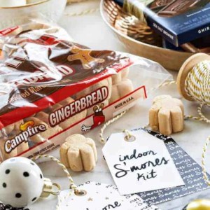 An Indoor S'mores Kit is the perfect last minute gift for anyone on your list! An adorable, printable tag will make your gift really stand out! So much fun!