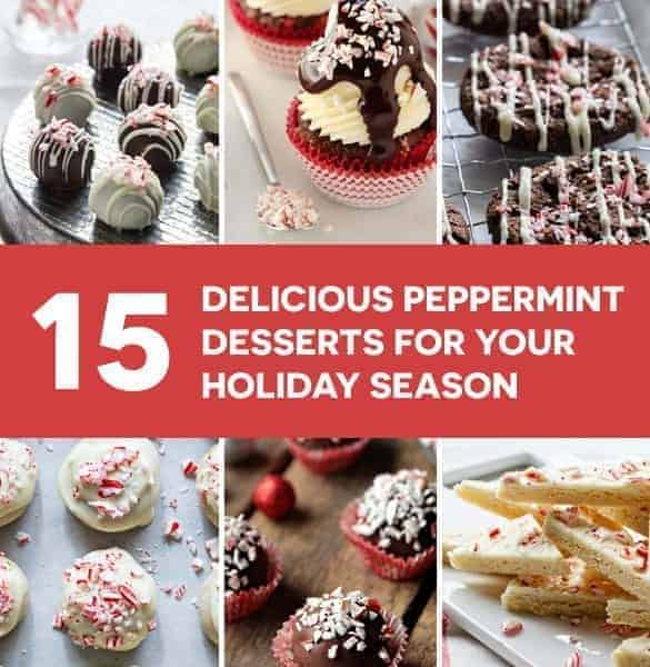 15 Peppermint Dessert Recipes for cookies, cupcakes, cakes, and candy that will make your holiday table look and taste beautiful! So festive!
