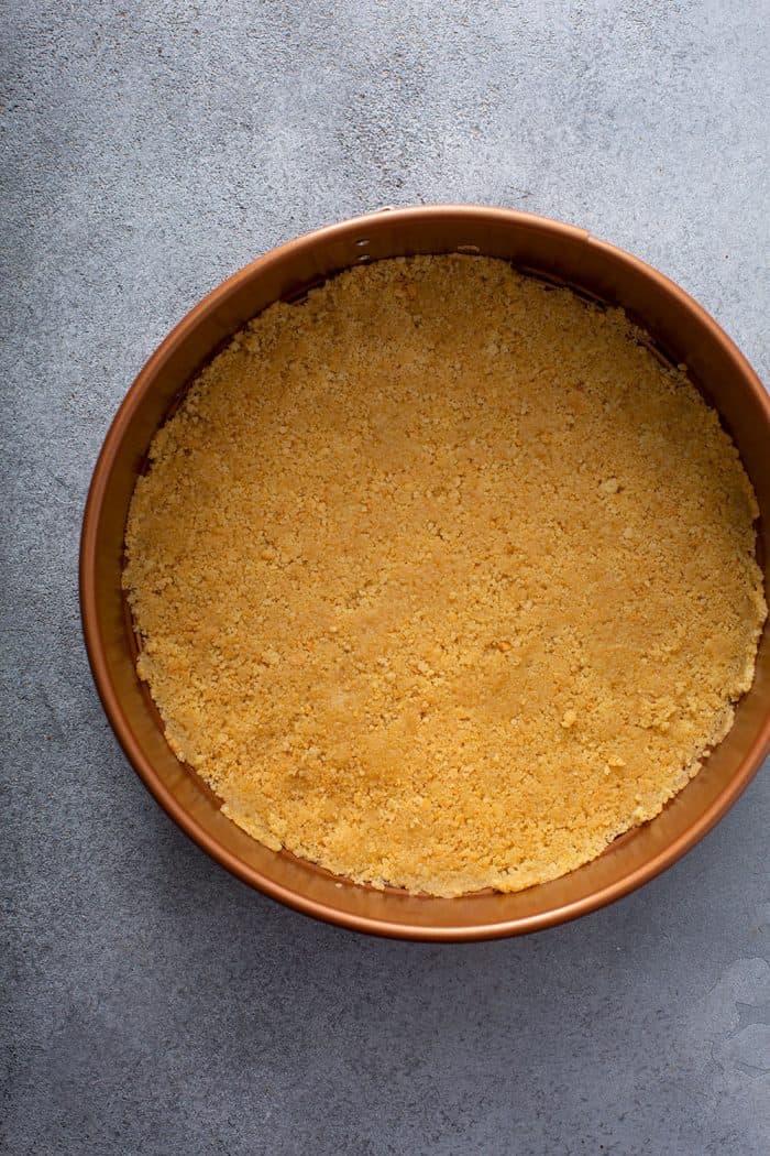 Sugar cookie crust in a springform pan