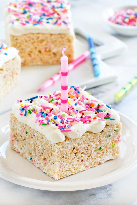 Birthday Marshmallow Cereal Treats so festive and fun for any birthday celebration! 
