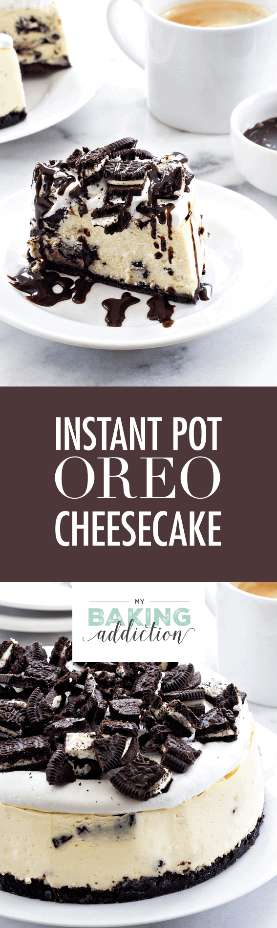 Instant Pot Oreo Cheesecake may be the easiest cheesecake you'll ever make. It's the perfect size for a small family too! You'll love this recipe. 