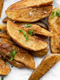 Close up of Jo Jo Potato Wedges, ready to serve