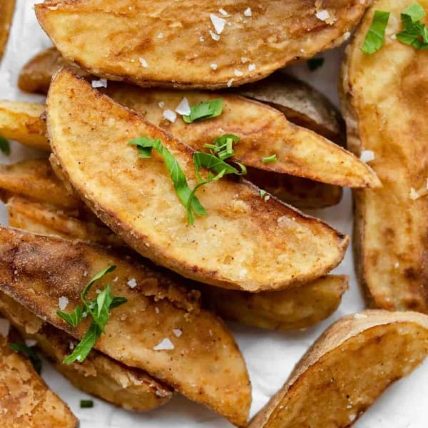 Close up of Jo Jo Potato Wedges, ready to serve