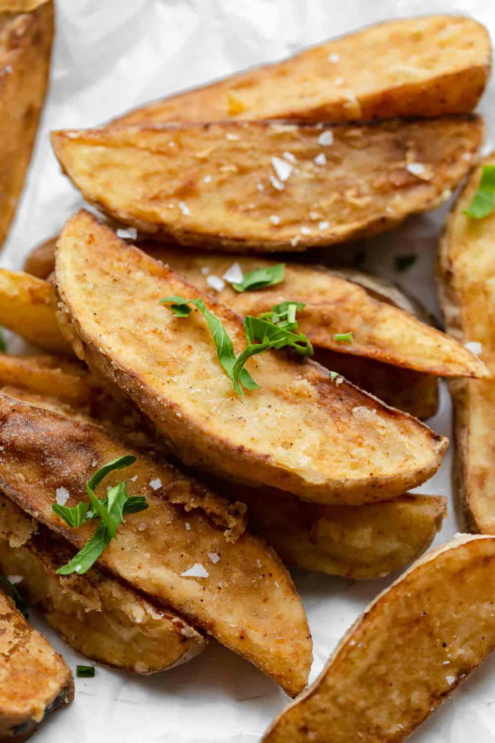 Close up of fried Jo Jo Potatoes