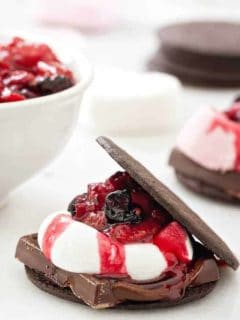 Chocolate Berry S'mores are simple to make and crazy delicious. Just look at all that melty goodness!
