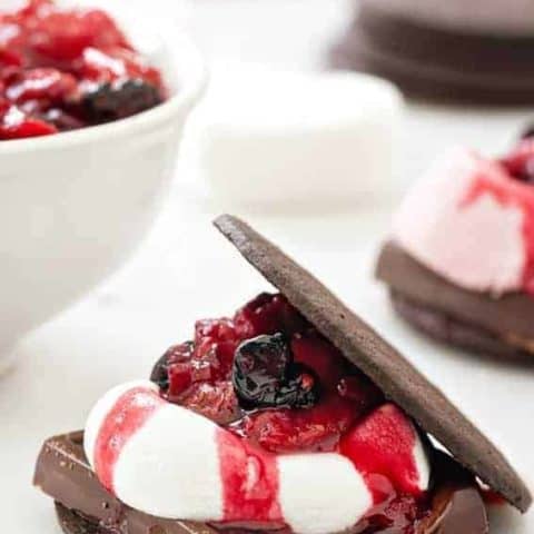 Chocolate Berry S'mores are simple to make and crazy delicious. Just look at all that melty goodness!